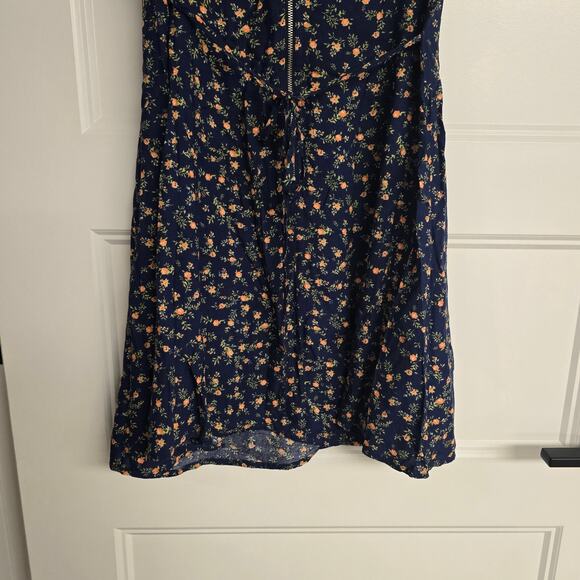 Women's Forever 21 Blue Floral Rayon Fit & Flare Dress | Size Small - Picture 6 of 8